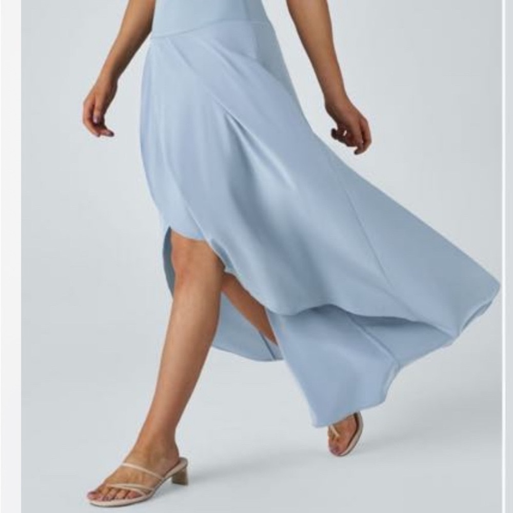 HALARA Breezeful Baby Blue Asymmetrical A-Line Maxi Skirt